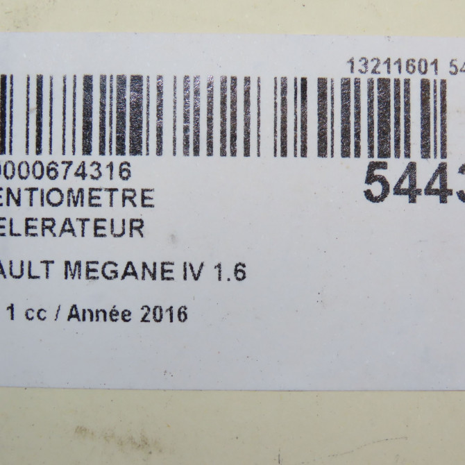 Potentiometre accelerateur occasion RENAULT MEGANE IV Phase 1 12-2015->... 1.6 DCI 130ch 8