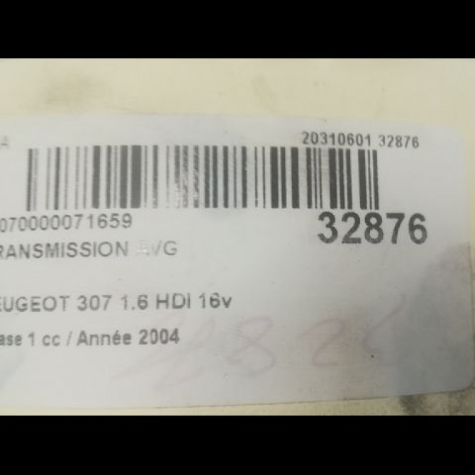 Transmission avant gauche occasion PEUGEOT 307 Phase 1 04-2001->06-2005 1.6 HDI 16v 110ch 3272LW 4