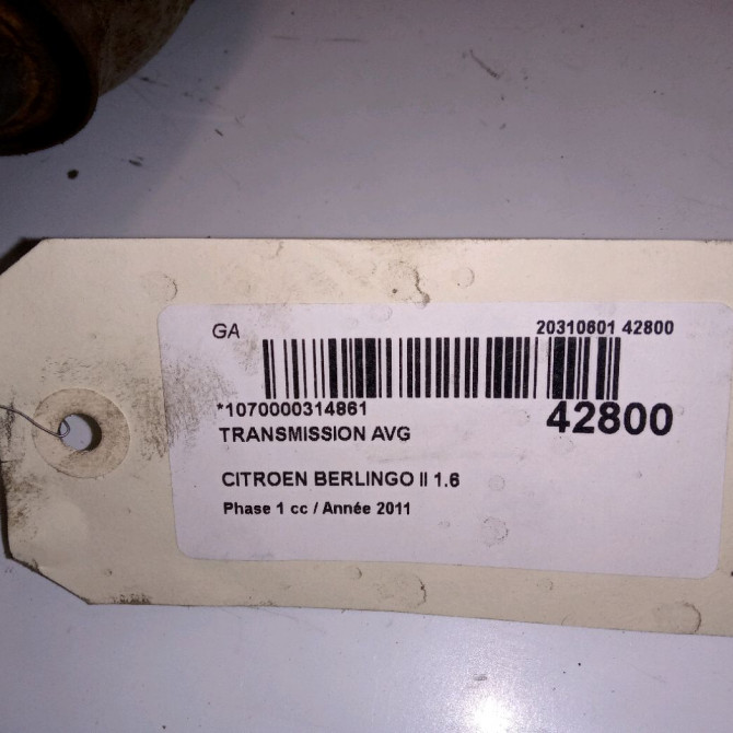 Transmission avant gauche occasion CITROEN BERLINGO II Phase 1 05-2008->01-2012 1.6 HDI 16v 90ch 3272LW 2
