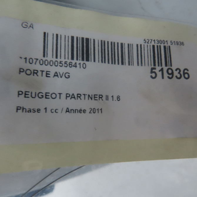Porte avant gauche occasion PEUGEOT PARTNER II Phase 1 05-2008->03-2012 1.6 HDI 92ch 9002Z3 5