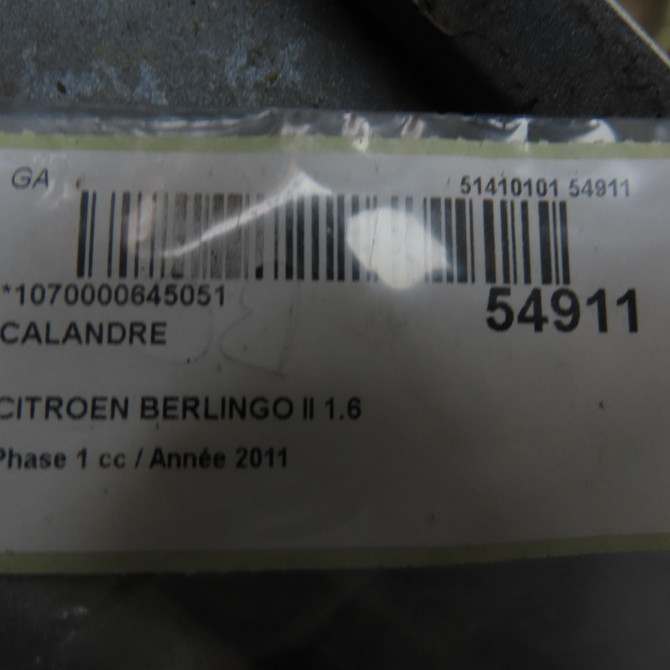 Calandre occasion CITROEN BERLINGO II Phase 1 05-2008->01-2012 1.6 HDI 16v 75ch 7804S9 5
