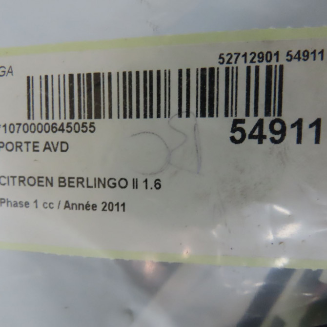 Porte avant droite occasion CITROEN BERLINGO II Phase 1 05-2008->01-2012 1.6 HDI 16v 75ch 9004Z6 4
