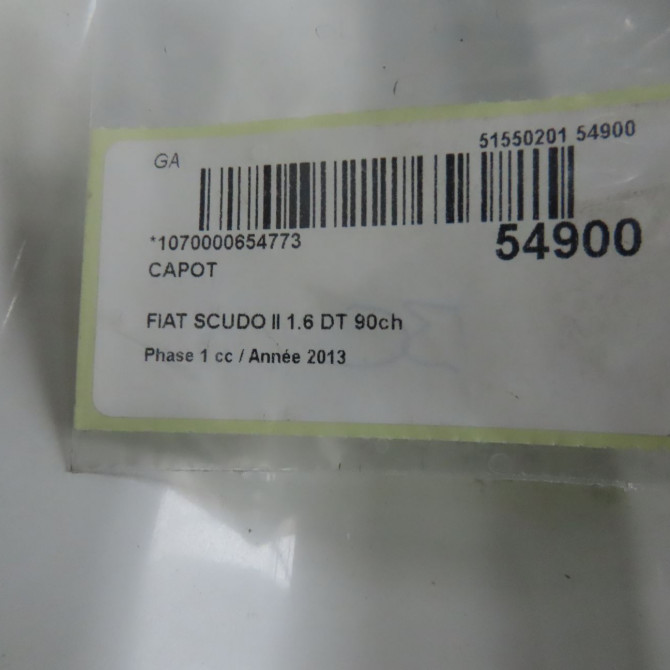 Capot occasion FIAT SCUDO II Phase 1 04-2007->... 1.6 DT 90ch 1608371780 6