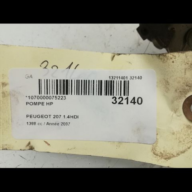 Pompe hp occasion PEUGEOT 207 Phase 1 04-2006->06-2013 1.4 HDI 70ch 1920HT 6
