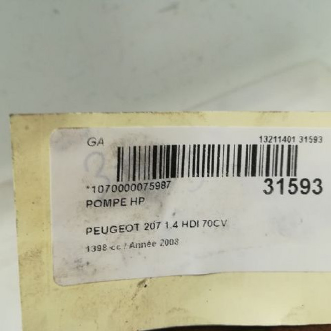 Pompe hp occasion PEUGEOT 207 Phase 1 04-2006->06-2013 1920HT 6