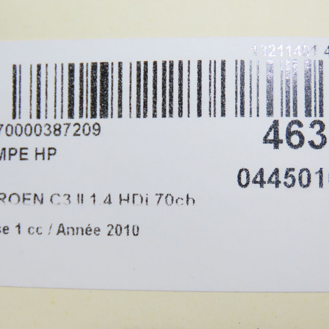 Pompe hp occasion CITROEN C3 II Phase 1 11-2009->02-2013 1.4 HDi 70ch 1920HT 8