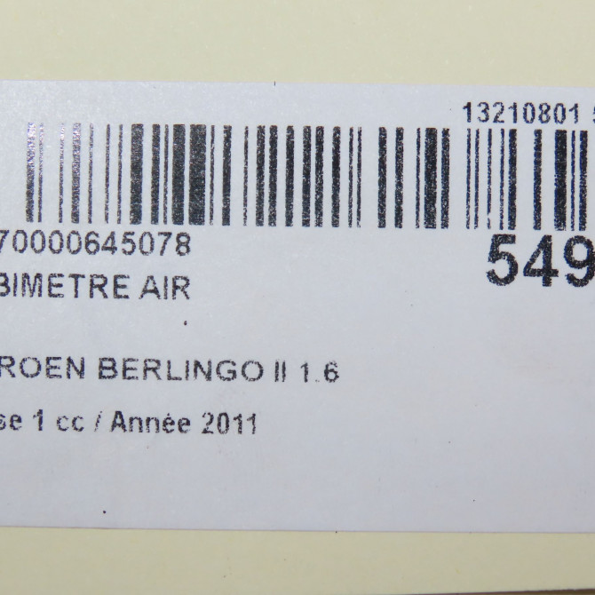 Debimetre air occasion CITROEN BERLINGO II Phase 1 05-2008->01-2012 1.6 HDI 16v 75ch 1610874680 8
