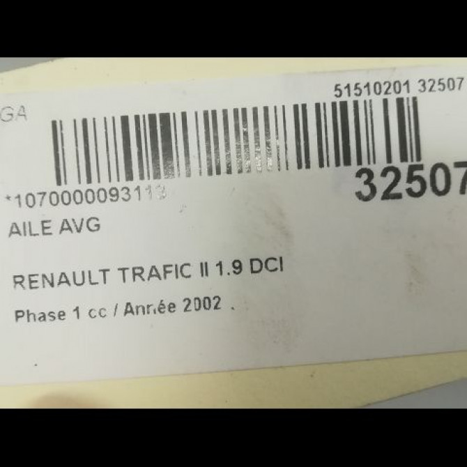 Aile avant gauche occasion RENAULT TRAFIC II Phase 1 10-2001->08-2006 1.9 DCI 100ch 7782524451 2