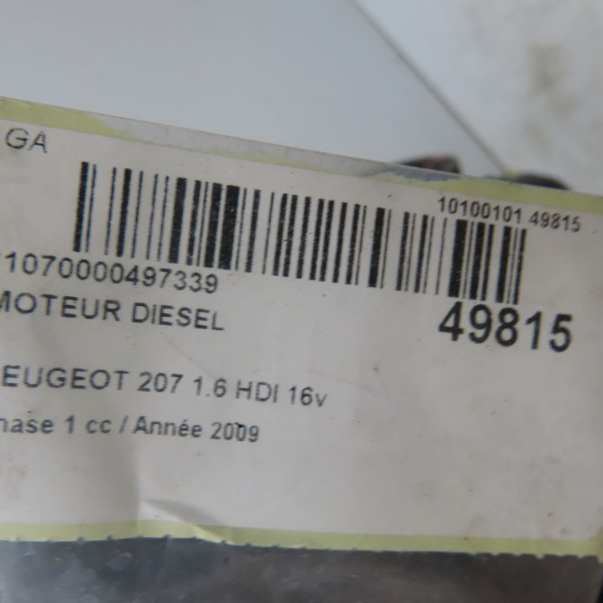 Moteur diesel occasion PEUGEOT 207 Phase 1 04-2006->06-2013 1.6 HDI 16v 90ch 135QF 8