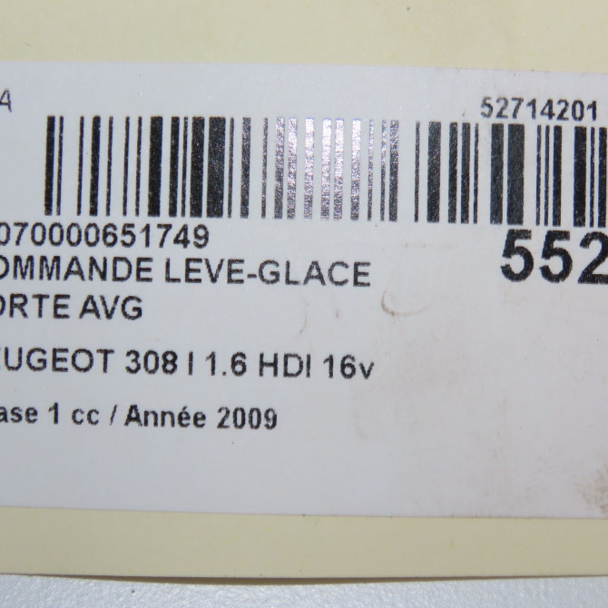 Commande lève-glace porte avant gauche occasion PEUGEOT 308 I Phase 1 09-2007->03-2011 1.6 HDI 16v 90ch 649026 7