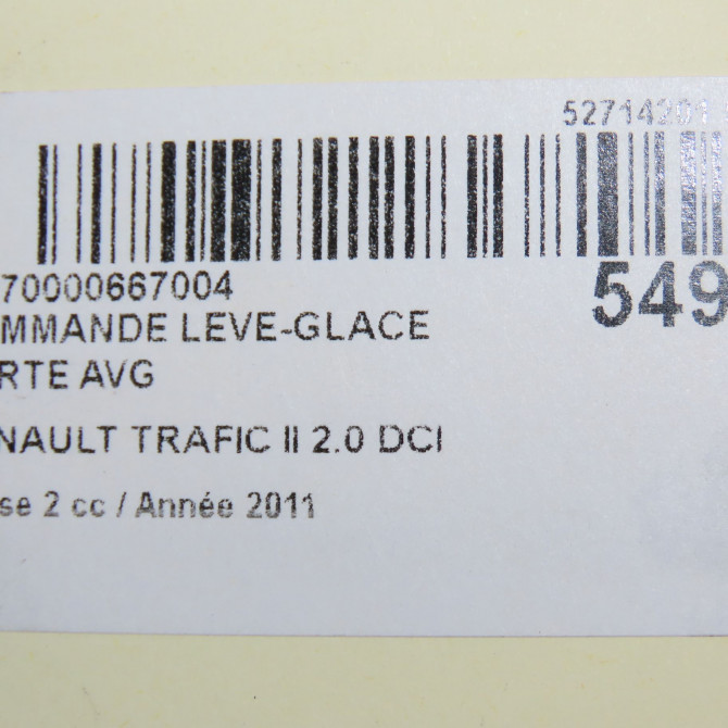 Commande lève-glace porte avant gauche occasion RENAULT TRAFIC II Phase 2 08-2006->... 2.0 DCI 115ch 8200549867 4