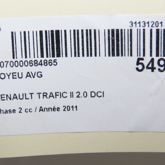 Moyeu avg occasion RENAULT TRAFIC II Phase 2 08-2006->... 2.0 DCI 115ch 4