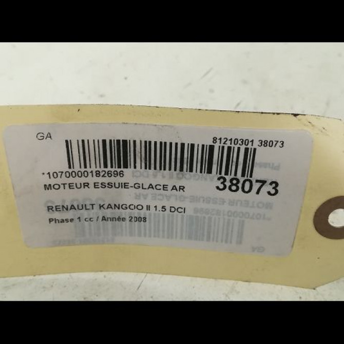 Moteur essuie-glace arrière occasion RENAULT KANGOO II Phase 1 01-2008->03-2013 1.5 DCI 85ch 8200431385 3