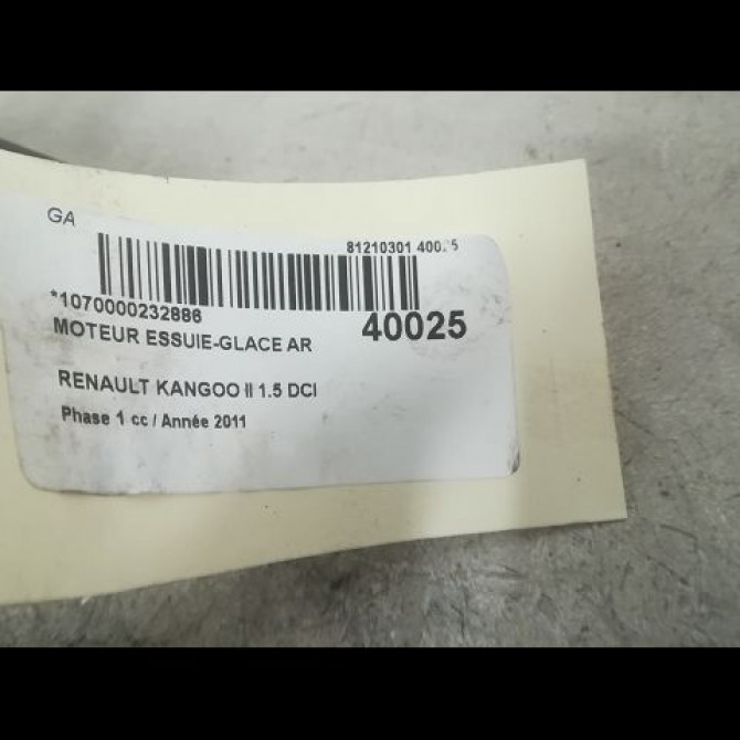 Moteur essuie-glace arrière occasion RENAULT KANGOO II Phase 1 01-2008->03-2013 1.5 DCI 105ch 8200431385 3