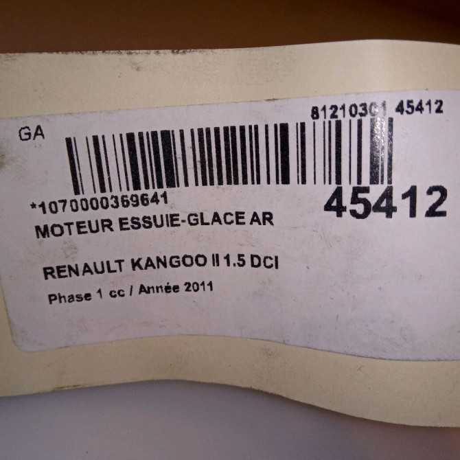 Moteur essuie-glace arrière occasion RENAULT KANGOO II Phase 1 01-2008->03-2013 1.5 DCI 90ch 8200431385 5