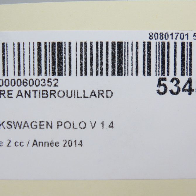 Phare antibrouillard avant droit occasion VOLKSWAGEN POLO V Phase 2 02-2014->... 1.4 TDI 90ch 6C0941662G 7