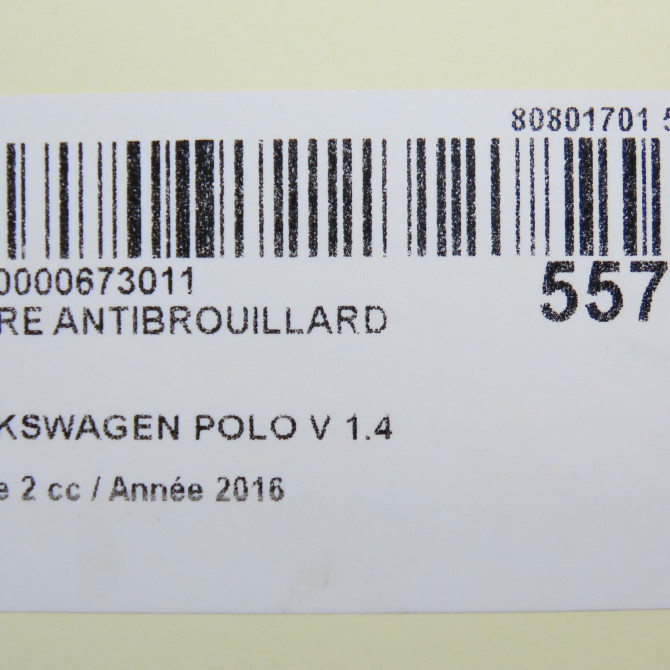 Phare antibrouillard avant droit occasion VOLKSWAGEN POLO V Phase 2 02-2014->... 1.4 TDI 90ch 6C0941662G 5