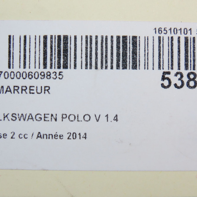 Démarreur occasion VOLKSWAGEN POLO V Phase 2 02-2014->... 1.4 TDI 90ch 2Z911021K 7