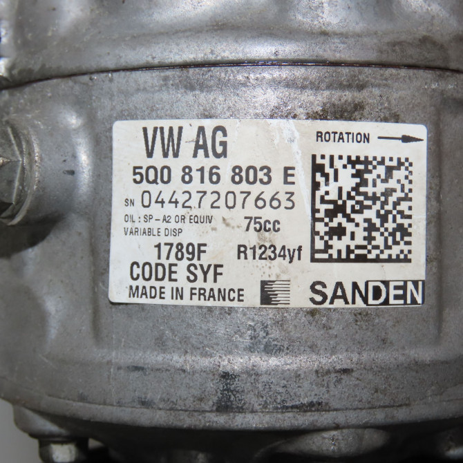 Compresseur air conditionne occasion VOLKSWAGEN POLO V Phase 2 02-2014->... 1.4 TDI 90ch 5Q0816803D 6