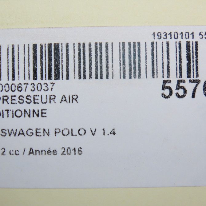 Compresseur air conditionne occasion VOLKSWAGEN POLO V Phase 2 02-2014->... 1.4 TDI 90ch 5Q0816803D 8