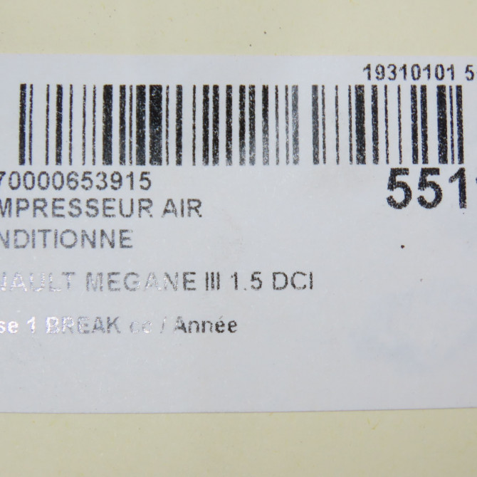 Compresseur air conditionne occasion RENAULT MEGANE III Phase 1 04-1995->04-1999 1.5 DCI 85ch 926008209R 7