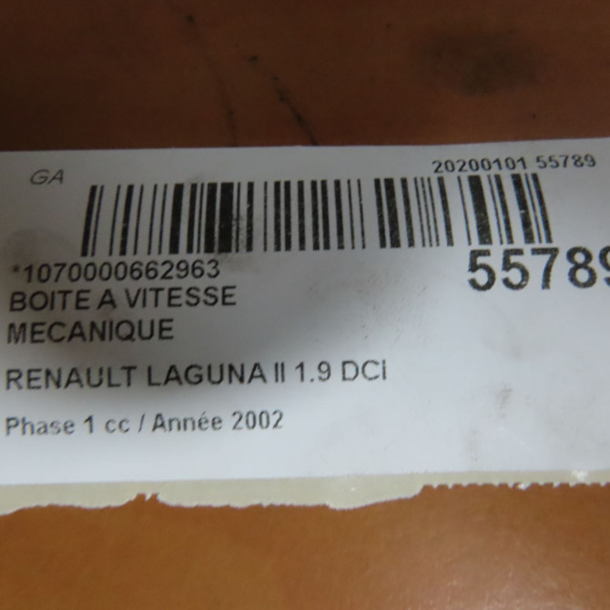 Boîte à vitesse mecanique occasion RENAULT LAGUNA II Phase 1 11-2000->03-2005 1.9 DCI 110ch 7701478251 7