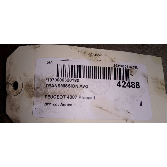 Transmission avant gauche occasion PEUGEOT 4007 Phase 1 07-2007->03-2013 1609899280 2