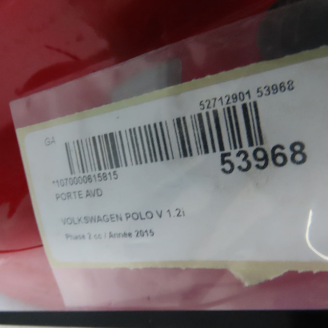 Porte avant droite occasion VOLKSWAGEN POLO V Phase 2 02-2014->... 1.2i 90ch 6R4831056J 4