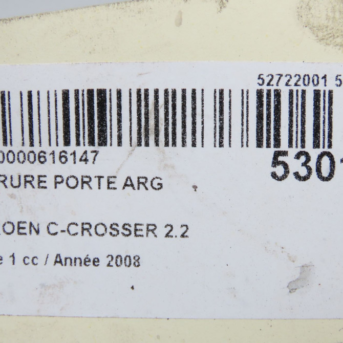 Serrure porte arg occasion CITROEN C-CROSSER Phase 1 04-1995->04-1999 2.2 HDI 160ch 9137N0 5