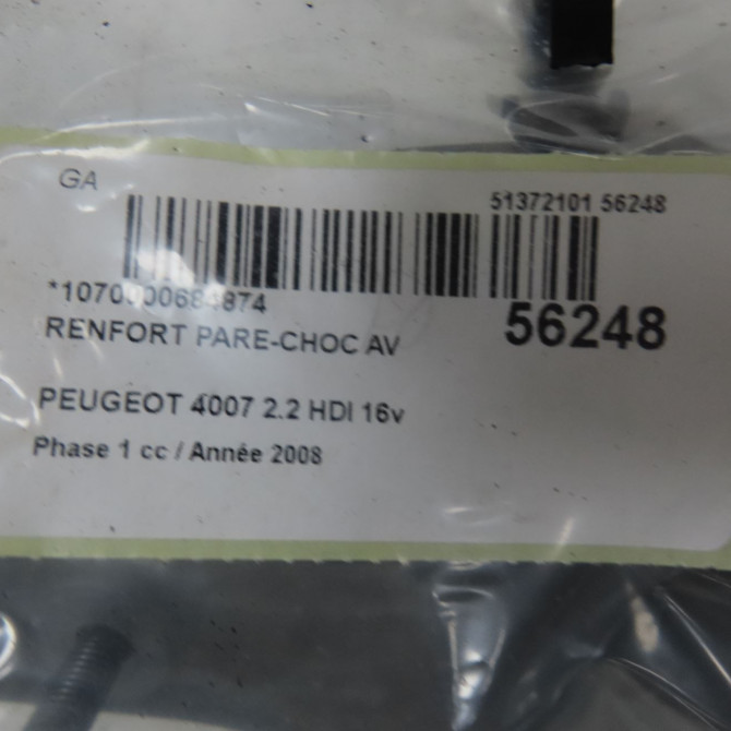 Renfort pare-choc avant occasion PEUGEOT 4007 Phase 1 07-2007->03-2013 2.2 HDI 16v 7401TT 4