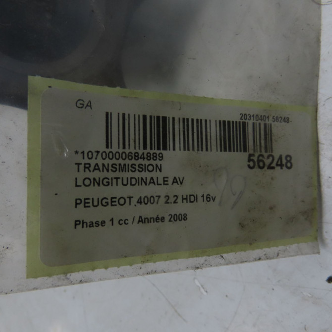 Transmission longitudinale av occasion PEUGEOT 4007 Phase 1 07-2007->03-2013 2.2 HDI 16v 5