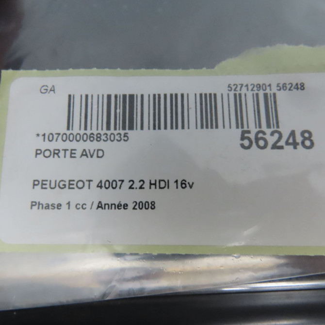 Porte avant droite occasion PEUGEOT 4007 Phase 1 07-2007->03-2013 2.2 HDI 16v 9004EG 4