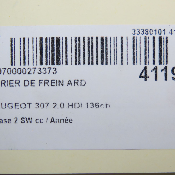 Etrier de frein arrière droit occasion PEUGEOT 307 Phase 2 SW 06-2005->07-2008 2.0 HDI 136ch 4400N5 6