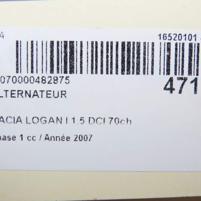 Alternateur occasion DACIA LOGAN I Phase 1 06-2005->06-2008 1.5 DCI 70ch 231008017R 8