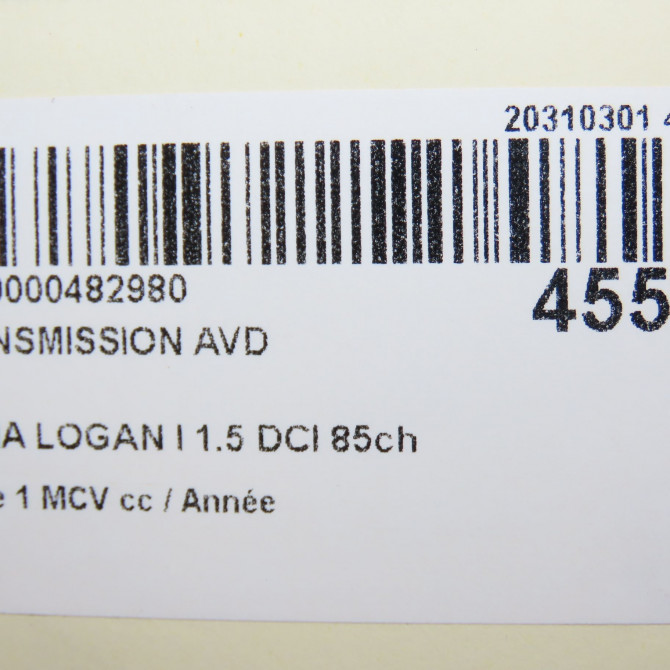 Transmission avant droite occasion DACIA LOGAN I Phase 1 MCV 01-2007->10-2008 1.5 DCI 85ch 8200820344 7