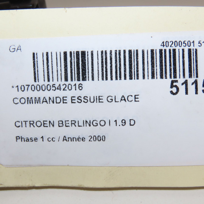 Commande essuie glace occasion CITROEN BERLINGO I Phase 1 09-1996->11-2002 1.9 D 4