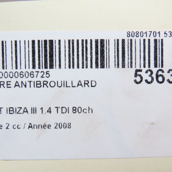 Phare antibrouillard avant droit occasion SEAT IBIZA III Phase 2 03-2006->06-2009 1.4 TDI 80ch 5P0941704 5