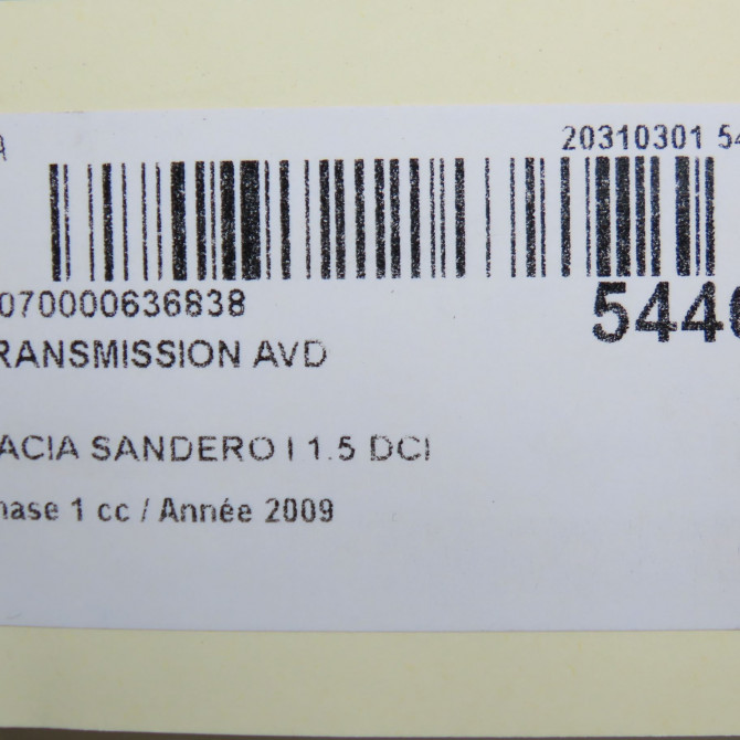 Transmission avant droite occasion DACIA SANDERO I Phase 1 06-2008->10-2012 1.5 DCI 70ch 8200820344 6