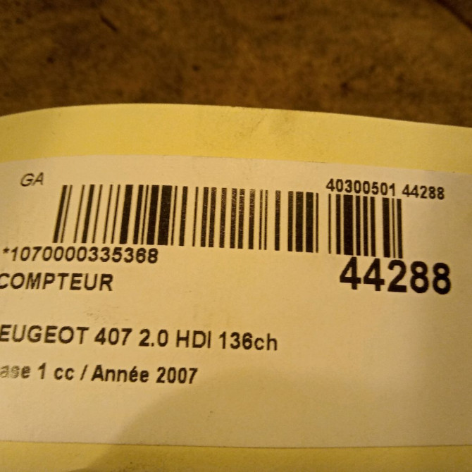 Compteur occasion PEUGEOT 407 Phase 1 04-2004->07-2008 2.0 HDI 136ch 610385 3