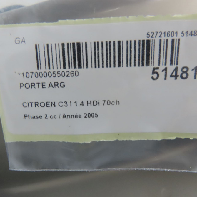 Porte arrière gauche occasion CITROEN C3 I Phase 2 10-2005->12-2010 1.4 HDi 70ch 9006K7 4