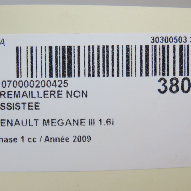 Cremaillere non assistee occasion RENAULT MEGANE III Phase 1 11-2008->01-2012 1.6i 16v 110ch 490018982R 5