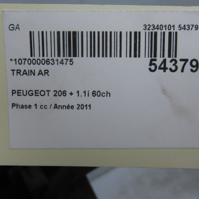 Train arrière occasion PEUGEOT 206 + Phase 1 03-2009->05-2013 1.1i 60ch 514897 5