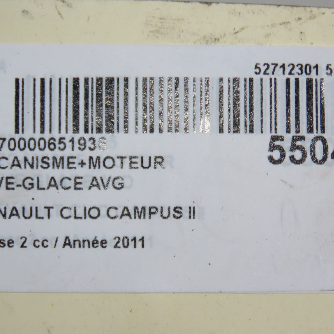 Mecanisme+moteur leve-glace avg occasion RENAULT CLIO CAMPUS II Phase 2 07-2009->12-2012 1.2i 16v 75ch 7701207255 7