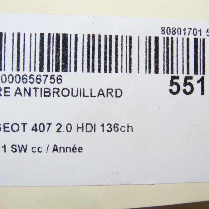 Phare antibrouillard avant droit occasion PEUGEOT 407 phase 1 SW 07-2004->07-2008 2.0 HDI 136ch 620636 6