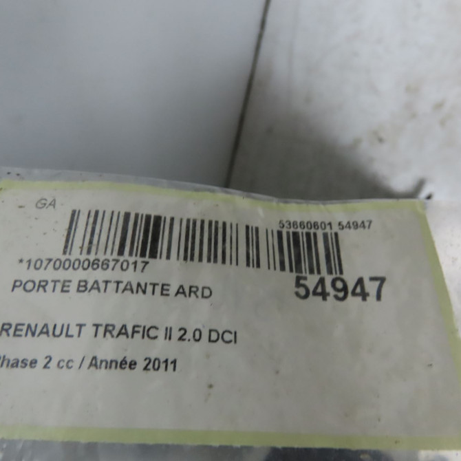 Porte battante arrière droite occasion RENAULT TRAFIC II Phase 2 08-2006->... 2.0 DCI 115ch 7751472224 5