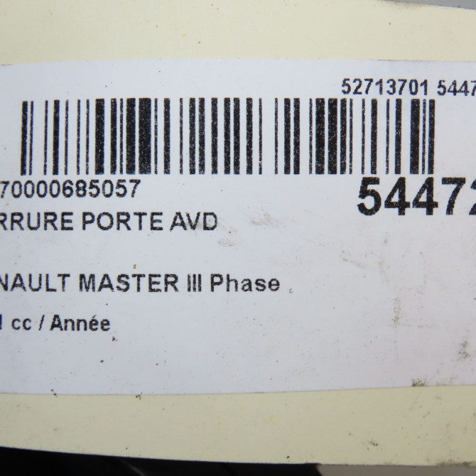 Serrure porte avd occasion RENAULT MASTER III 805022622R 7