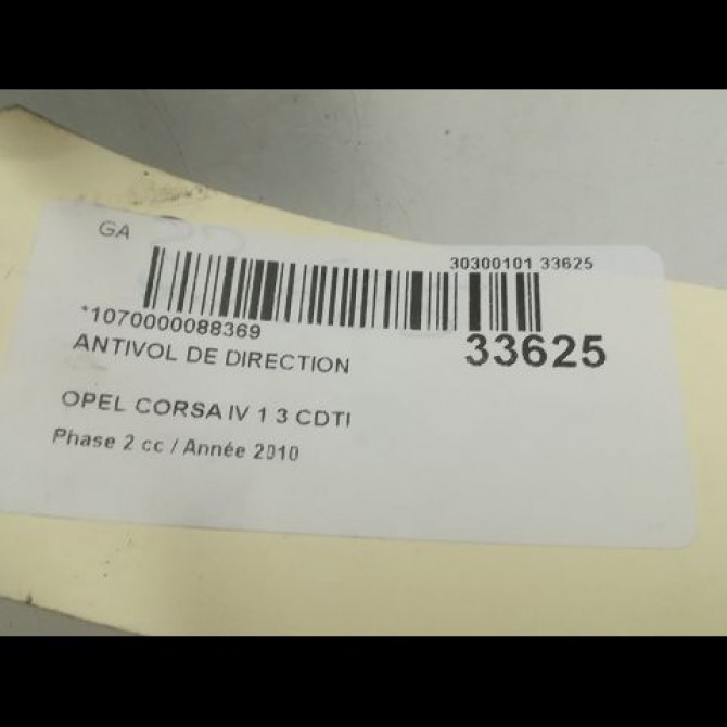 Antivol de direction occasion OPEL CORSA IV Phase 2 01-2011->03-2015 1.3 CDTI 75ch 93181728 5