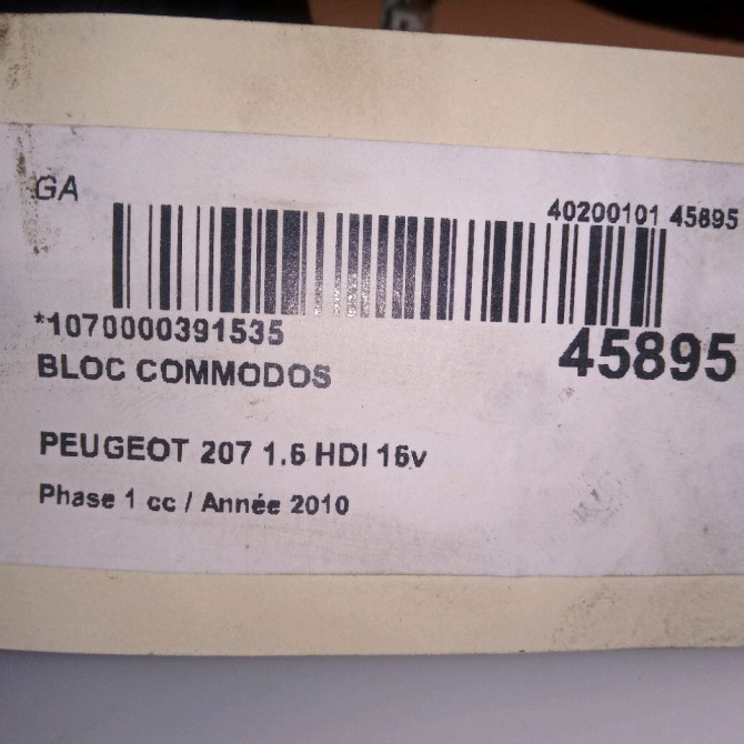 Bloc commodos occasion PEUGEOT 207 Phase 1 04-2006->06-2013 1.6 HDI 16v 90ch 6242YW 5