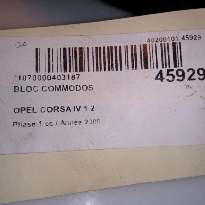 Bloc commodos occasion OPEL CORSA IV Phase 1 09-2006->12-2010 1.2 TWINPORT 80ch 4
