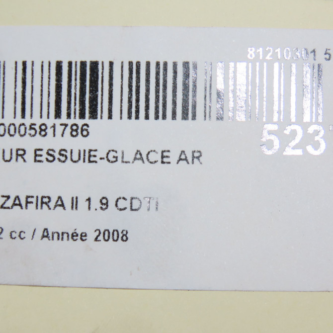 Moteur essuie-glace arrière occasion OPEL ZAFIRA II Phase 2 01-2008->12-2014 1.9 CDTI 120ch 13145548 6